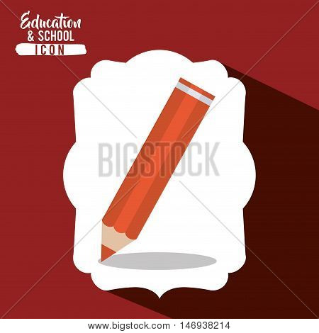 Orange pencil tool icon. Draw write school and instrument theme. Frame design. Vector illustration
