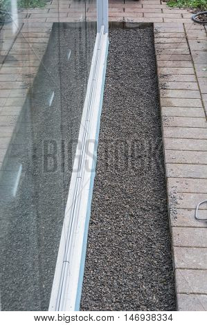 Construction site for a new conservatory patio roof porch.