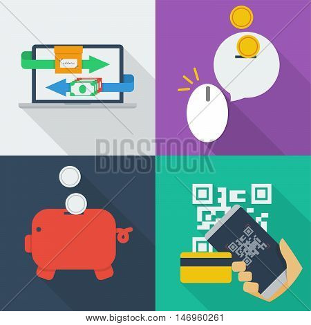 Set of great flat icons with style long shadow icon and use for electronics, commerce, marketing and much more.
