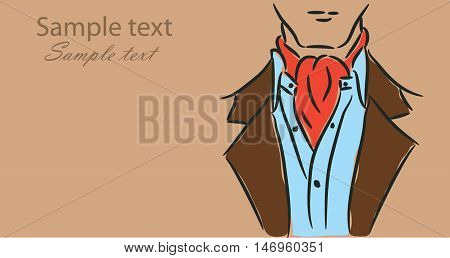 A retro silhouette of a man in suit, vector sketch, the background