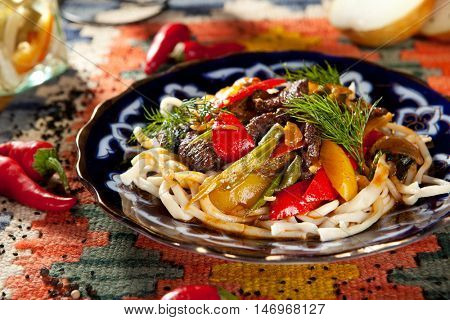 Uyghur-Style Noodles with Meat and Laghman Sauce