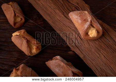 Cookies With Cottage Cheese - Sochnik On Wooden Desk. Classic Colors.
