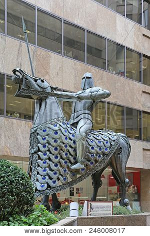 London, United Kingdom - November 24, 2013: Equestrian Statue King Edgar Of England At Devonshire Sq
