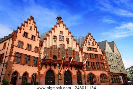 Frankfurt Romerberg square Old city historic center in Germany