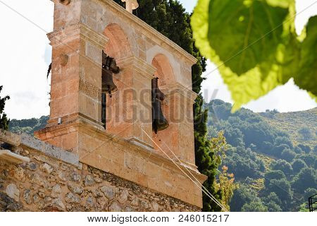 Kera, Crete Island, Greece - June 19, 2015: People Visit The Ancient Monastery Of Kera-cardiotissa