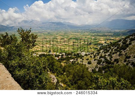 Sun Valley Of Greece. Lassithi Plateau On The Island Of Crete, Greece.