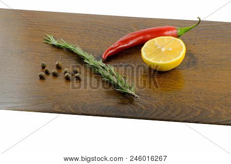 Fresh Ingredients For Home Cooking On Wooden Board