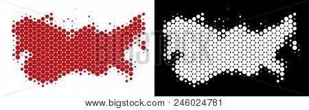 Dotted Halftone Ussr Map. Vector Geographic Scheme On White And Black Backgrounds. Abstract Collage 