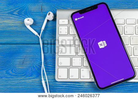 Sankt-petersburg, Russia, June 2, 2018: Microsoft Onenote Office Application Icon On Apple Iphone X 