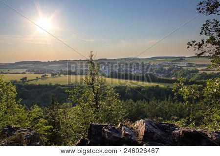 Sunset In Nature Lookout Kozi Hrbety, Czech Landscape