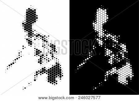 Dot Halftone Philippines Map. Vector Geographic Plan On White And Black Backgrounds. Abstract Concep