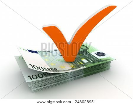 Check Mark And Euro. 3d Image Renderer