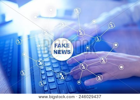 Fake News Warning On The Virtual Screen