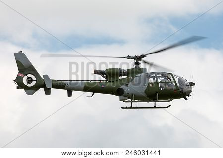 Raf Waddington, Lincolnshire, Uk - July 7, 2014: Former Royal Marines (royal Navy) Aerospatiale Sa-3