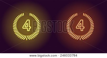 Neon Icon Of Yellow And Orange Fourth Place. Vector Illustration Of Fourth Position Consisting Of Ne