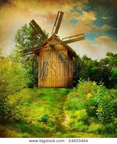 Windmill.Beautiful landlige landskab.