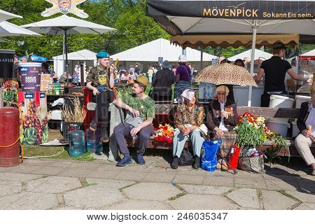 Latvia, City Riga, Victory Park, May 9, Celebration 73 Year After World War 2, Peoples, Flowers And 