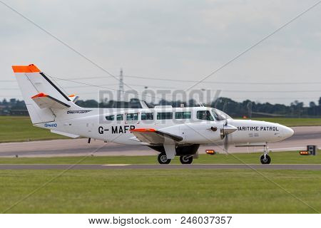 Raf Waddington, Lincolnshire, Uk - July 5, 2014: Reims F406 (cessna 406) G-mafb Operated By Uk Sea F