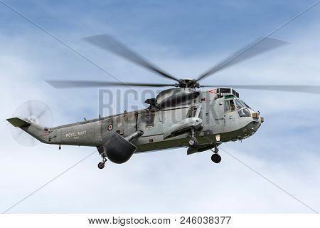 Raf Waddington, Lincolnshire, Uk - July 5, 2014: Royal Navy Fleet Air Arm Westland Sea King Asac.7 A