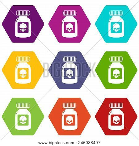 Deadly Liquid Icons 9 Set Coloful Isolated On White For Web
