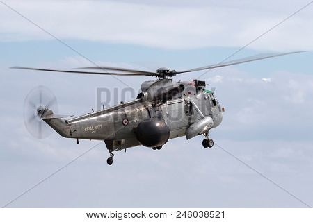 Raf Waddington, Lincolnshire, Uk - July 5, 2014: Royal Navy Fleet Air Arm Westland Sea King Asac.7 A