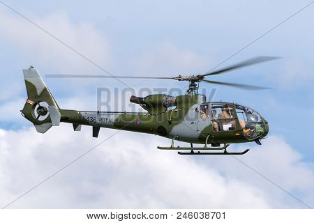 Raf Waddington, Lincolnshire, Uk - July 7, 2014: Former Royal Marines (royal Navy) Aerospatiale Sa-3