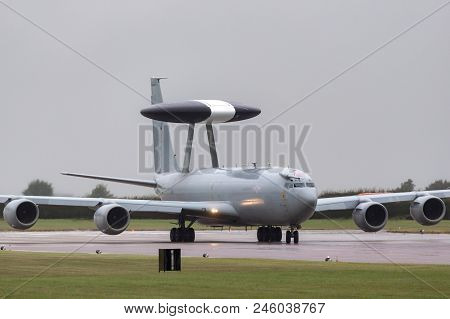 Raf Waddington, Lincolnshire, Uk - July 6, 2014: Royal Air Force (raf) Boeing E-3d Sentry Airborne E