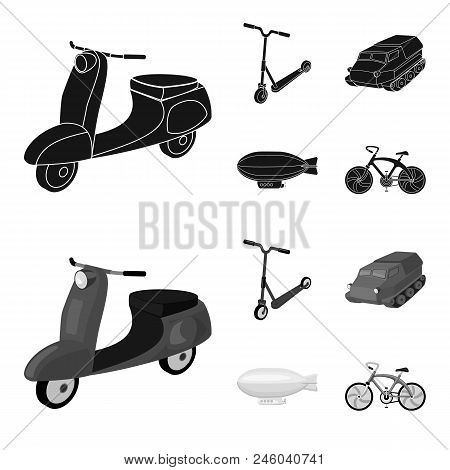 Motorcycle, Scooter, Armored Personnel Carrier, Aerostat Types Of Transport. Transport Set Collectio