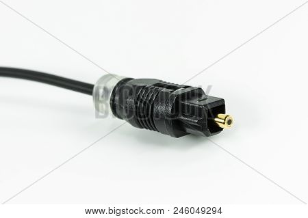 Optical Audio Cable With A Round Connector Isolated On White Background