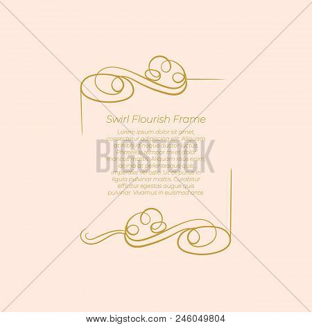 Vector Calligraphic Frame, Decorative Element Template, Golden Vintage Border. Decor Element Frame.