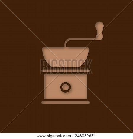 Handle Coffee Grinder Paper Cut Out Icon. Coffee Beans Milling. Vector Silhouette Isolated Illustrat