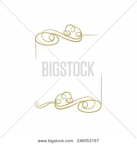 Vector Vintage Golden Frame Template, Blank Border, Calligraphic Swirls, Isolated On White Backgroun