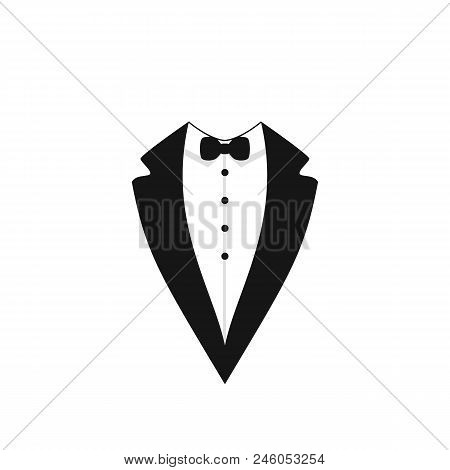 5082507 Vector Man's Tuxedo Jacket Icon, Weddind Suit With Bow Tie, Isolated Illustrations.