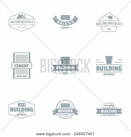 Cement Mortar Logo Set. Simple Set Of 9 Cement Mortar Vector Logo For Web Isolated On White Backgrou