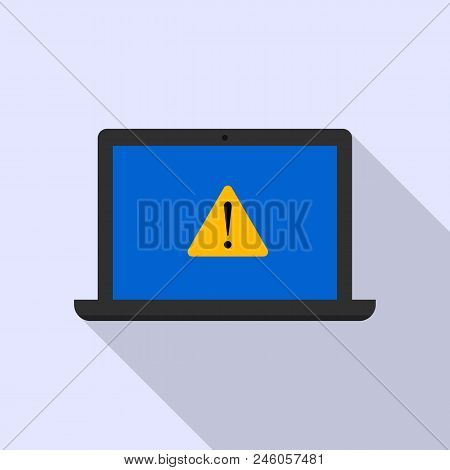 Laptop Security Alert Icon. Flat Illustration Of Laptop Security Alert Vector Icon For Web Design