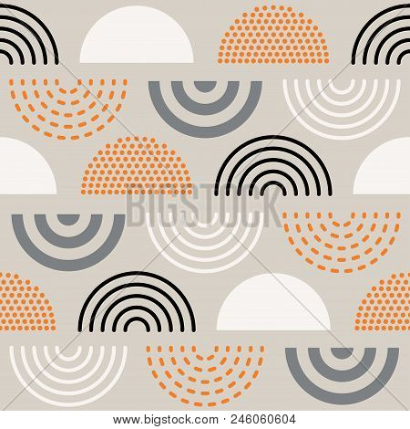 Vector Seamless Mid Century Absctract Geometric Pattern. Retro Design.