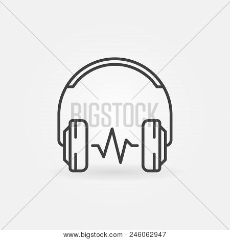 Over-ear Headphones With Sound Wave Concept Vector Icon Or Symbol In Thin Line Style