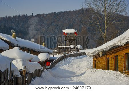 Snow Village In Harbin, China