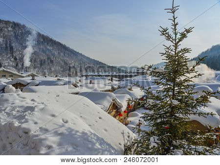 Snow Village In Harbin, China