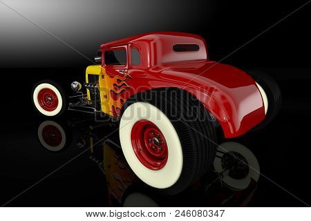Hot Rod Sports Car. 3d Render Illustration