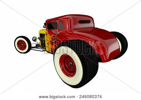 Hot Rod Sports Car. Isolated On White Background. 3d Render Illustration
