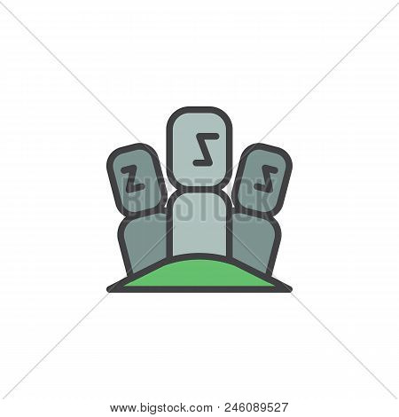 Moai Statues Filled Outline Icon, Line Vector Sign, Linear Colorful Pictogram Isolated On White. Eas
