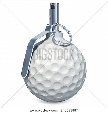 Golf Ball Hand Grenade. 3d Rendering Isolated On White Background