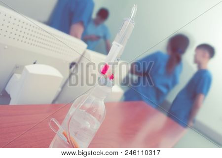 Group Of Medical Workers On The Break In The Staffroom.