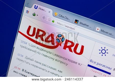 Ryazan, Russia - June 17, 2018: Homepage Of Ura Website On The Display Of Pc, Url - Ura.news