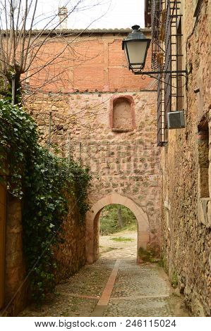 Beautiful Entrance Arched To A Lookout Of Henares River In Siguenza. Architecture, Travel, Renaissan