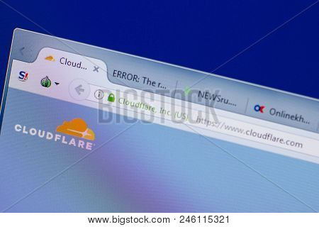 Ryazan, Russia - June 17, 2018: Homepage Of Cloudflare Website On The Display Of Pc, Url - Cloudflar