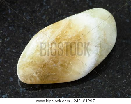 Macro Shooting Of Natural Rock Specimen - Tumbled Prasiolite (green Quartz , Vermarine) Gemstone On 