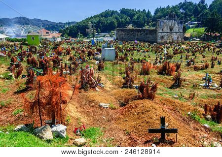 San Juan Chamula, Mexico - March 25, 2015: Ruined Church & Cemetery In San Juan Chamula, An Indigeno