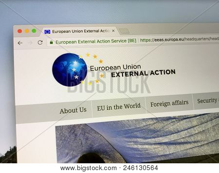 Amsterdam, The Netherlands - June 20, 2018: Official Website The European External Action Service (e